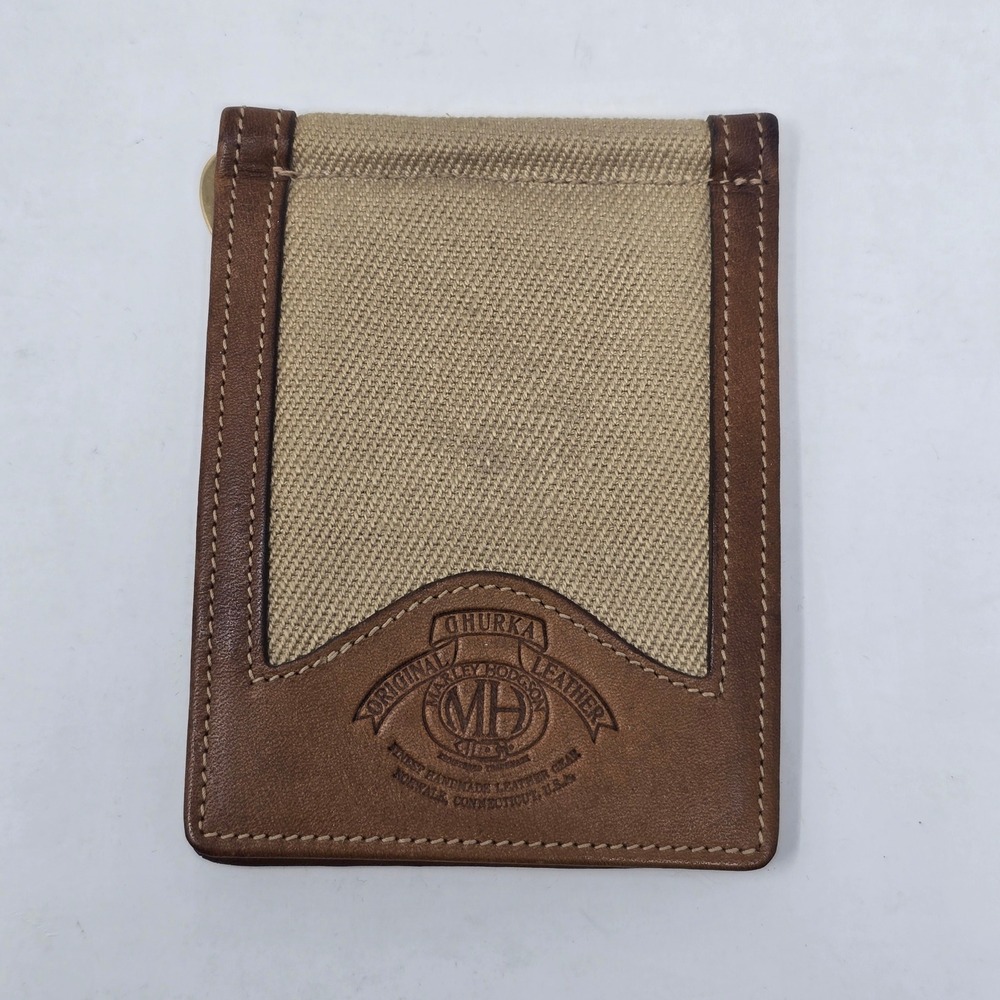 Ghurka Marley Hodgson No 101 Leather Twill Money Clip Wallet Brown Khaki USA